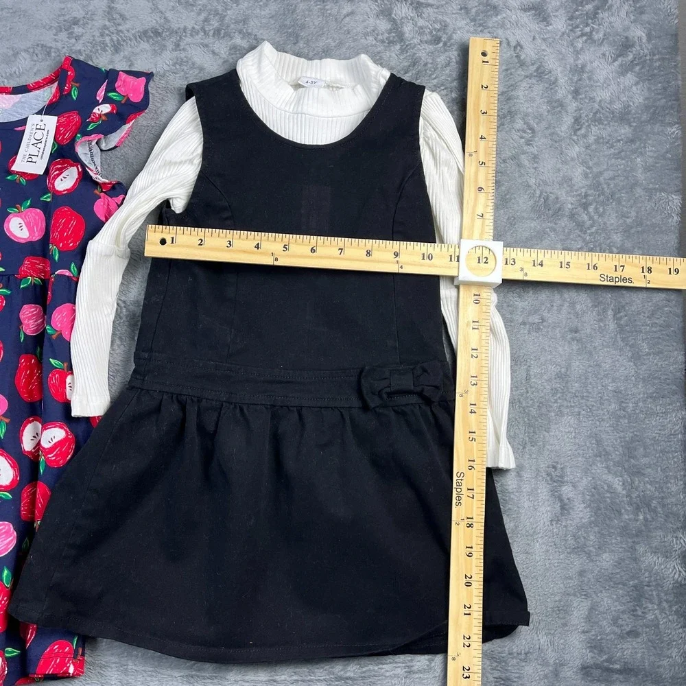 Childrens Place Shein Girls Dress Lot 3 5T Apple Heart Flutter Sleeve Ribbed